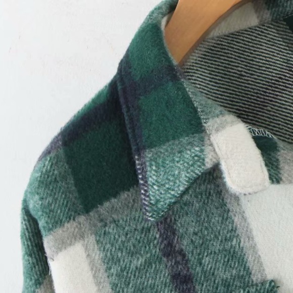 boho chic plaid checkered black button fall jacket - Picture 12 of 15